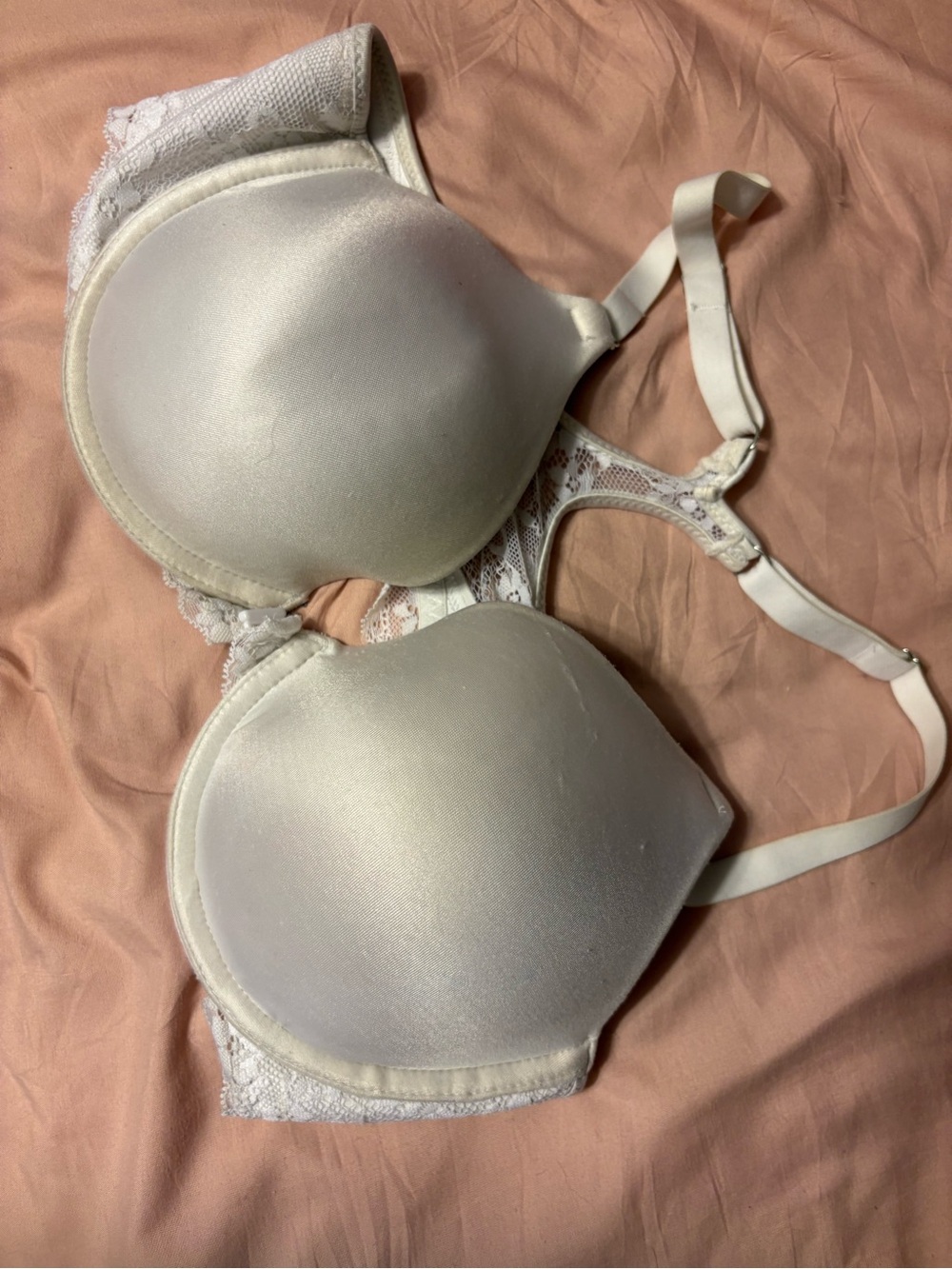 Maidenform White Lace-Back Molded Push-Up Bra